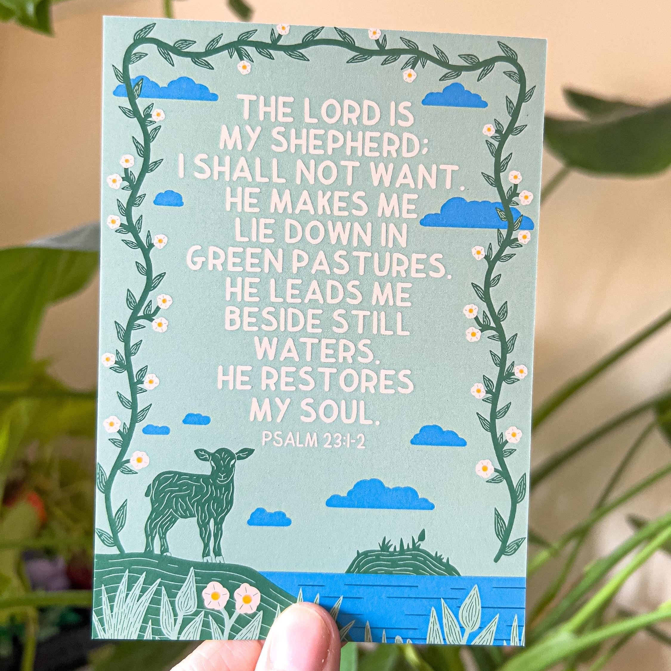 Psalm 23:1-2 Postcard