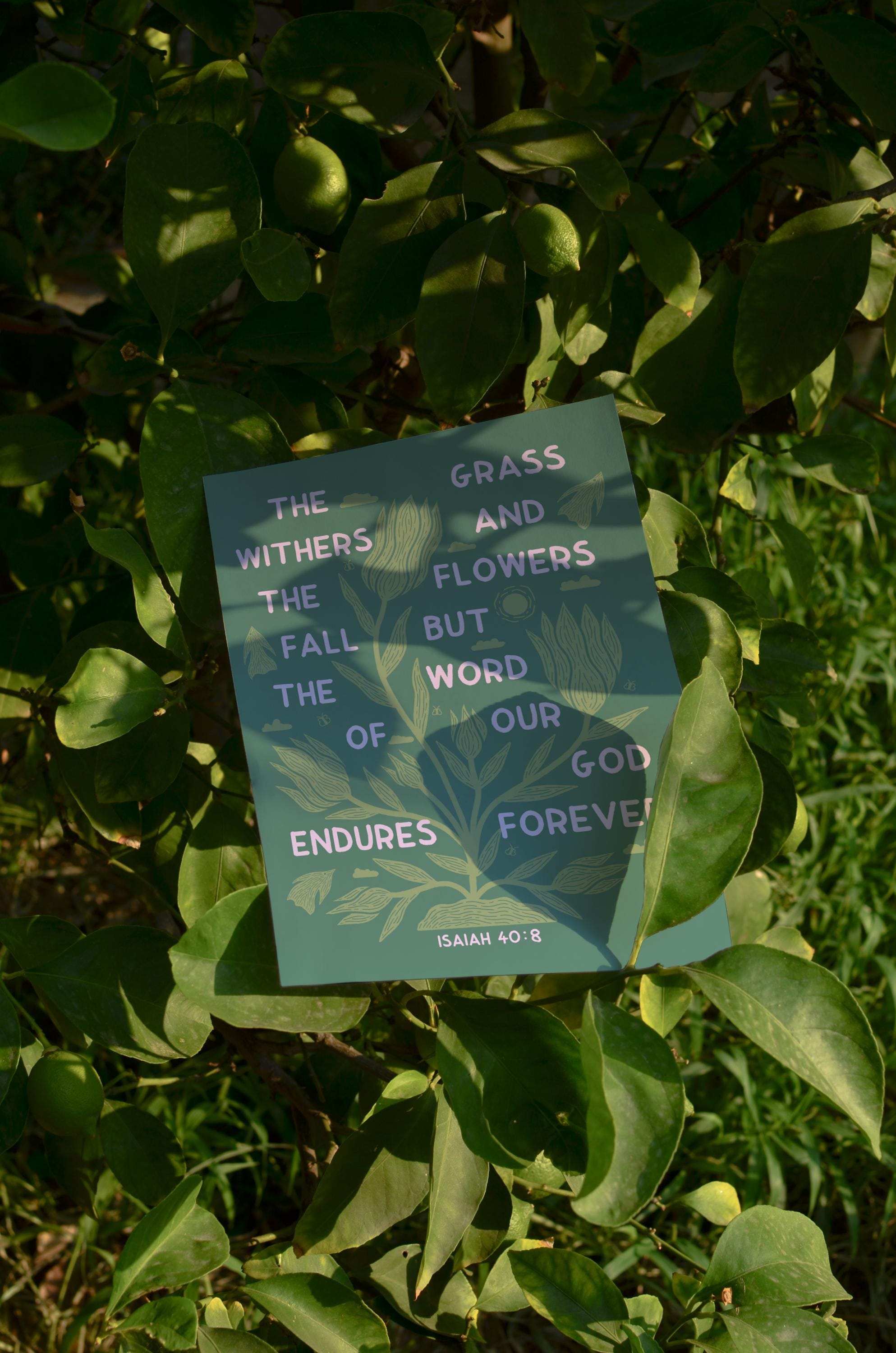 The grass withers and the flowers fall Print