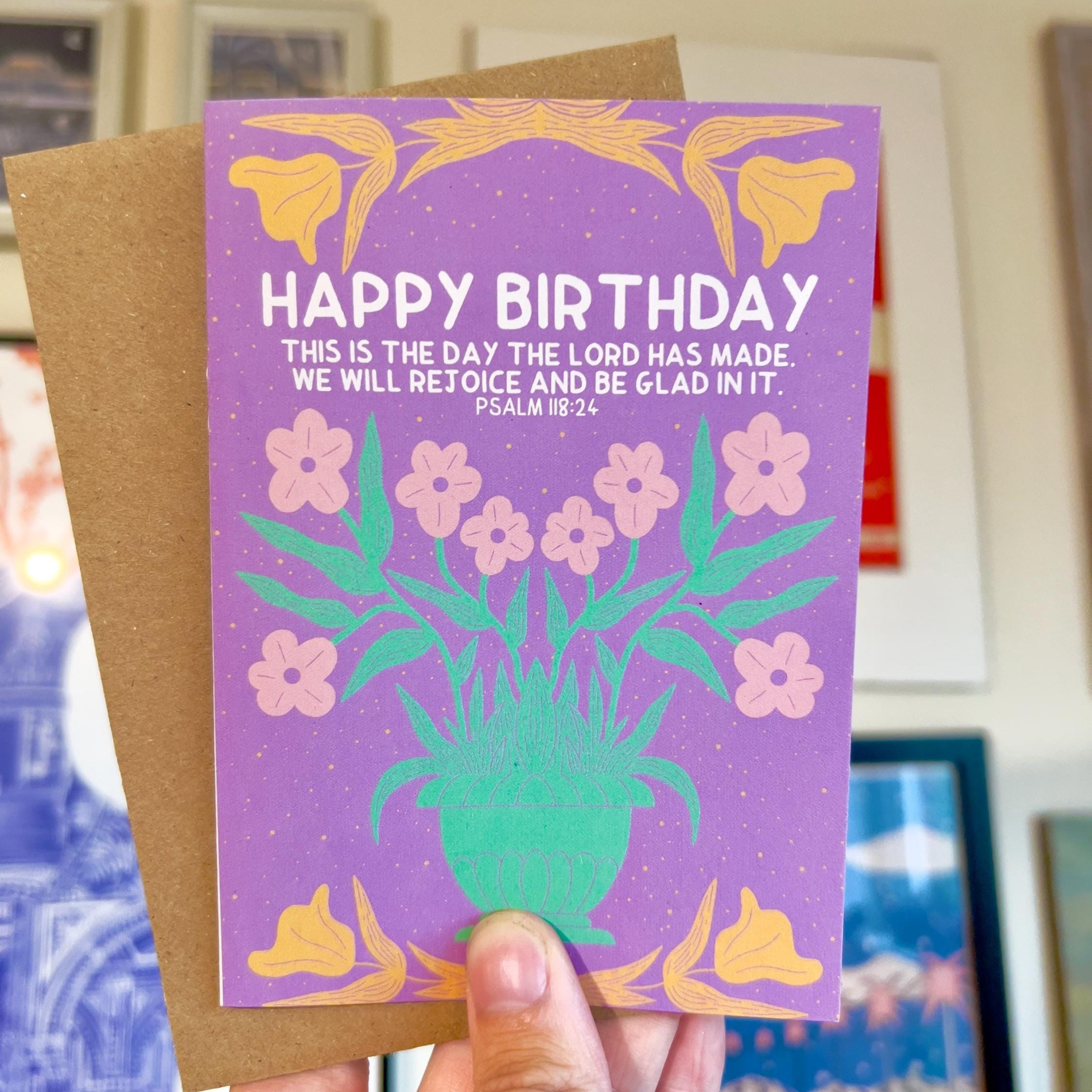 Psalm 118:24 Christian Birthday Card, Floral Greetings
